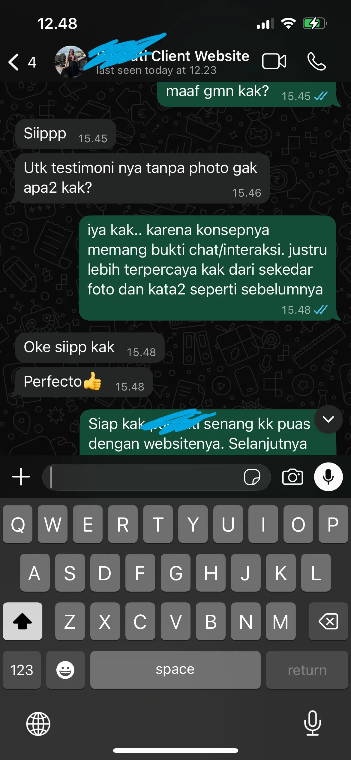Testimoni client website Bali 1